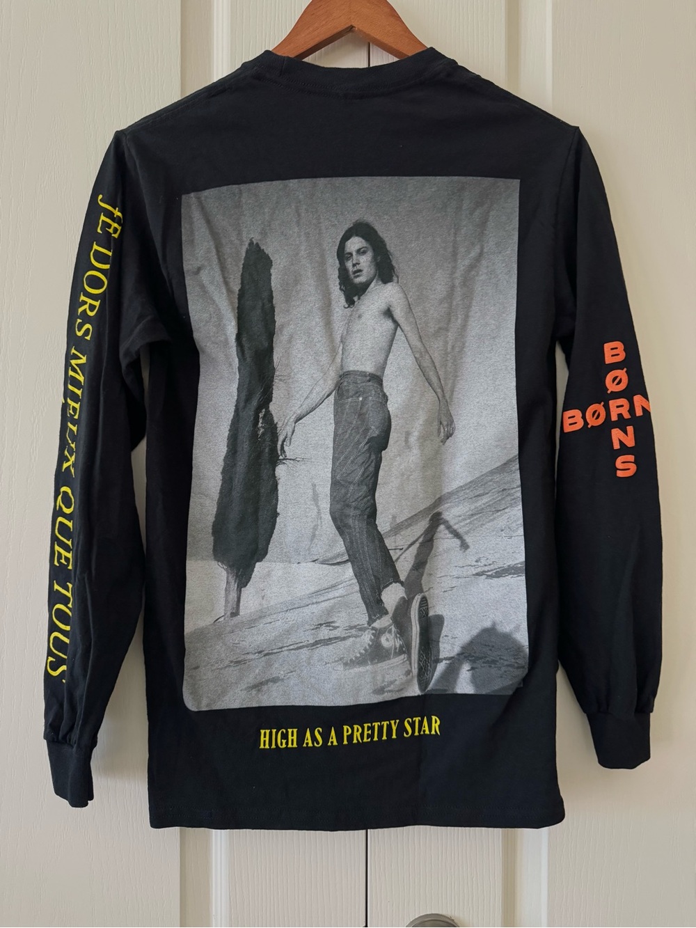 BORNS Black Long Sleeve Tour Tee with Yellow Print